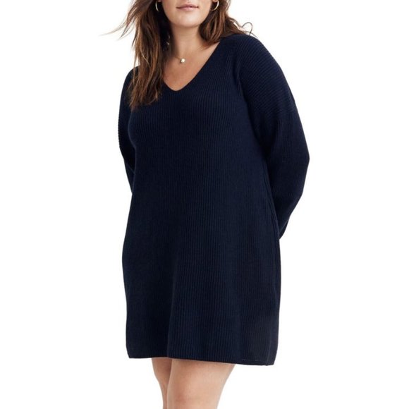 Madewell Dresses & Skirts - Madewell Navy Ribbed Relaxed Sweater Dress Size S